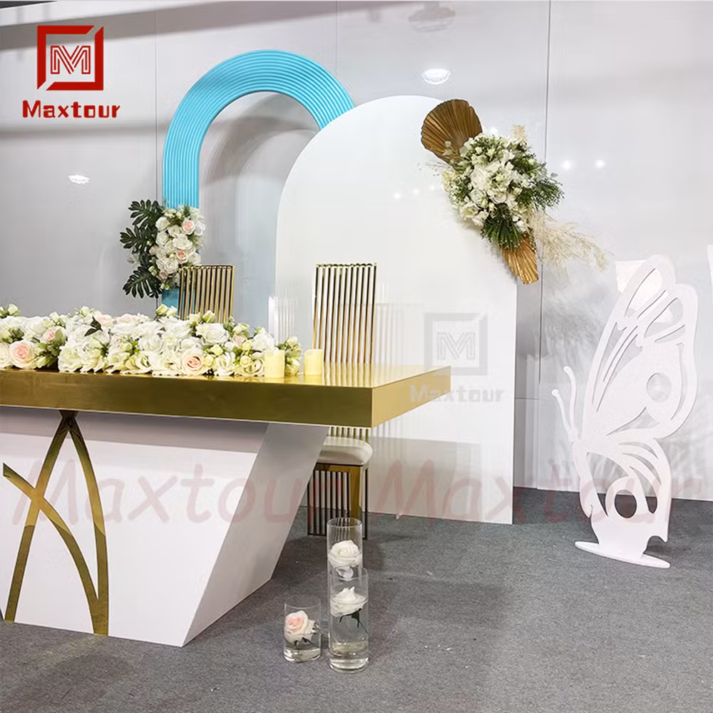 Luxury Style Special Design Reception Table Gold PVC Table for Party Event