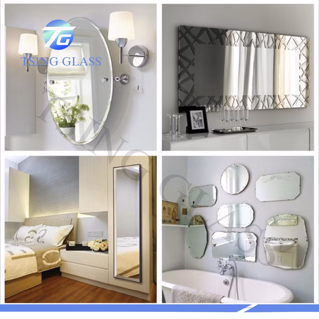 3mm 4mm 5mm 6mm Home Mirror Wholesale Wall Mounted Unframed Frameless Dressing Vanity Beveled Round Rectangle Decorative Mirror Make-up Cosmetic Bathroom Mirror