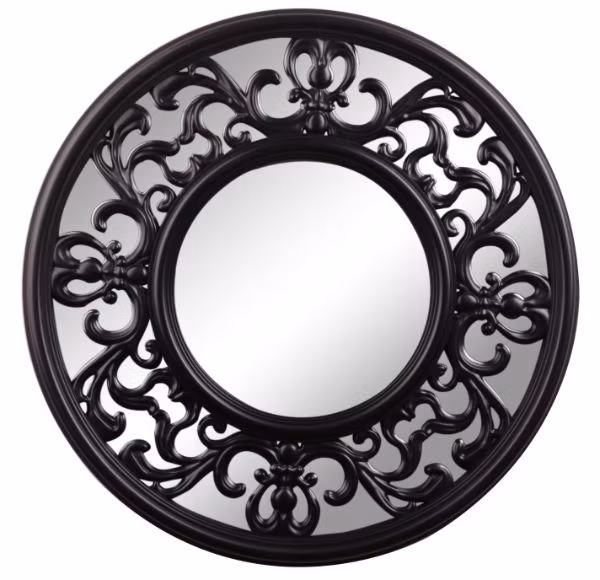 Elegant Round Mirror with Black Frame for Luxurious Accent
