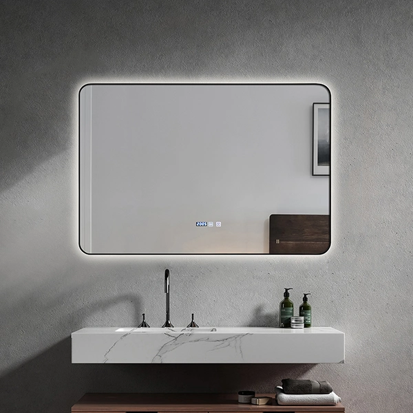 ETL CE Home Decoration Rectangle Shape Fogless Glass Styling Mirror Hotel Full Length Dressing Golden Frame Smart LED Mirror Bathroom Wall Mirrors with Light