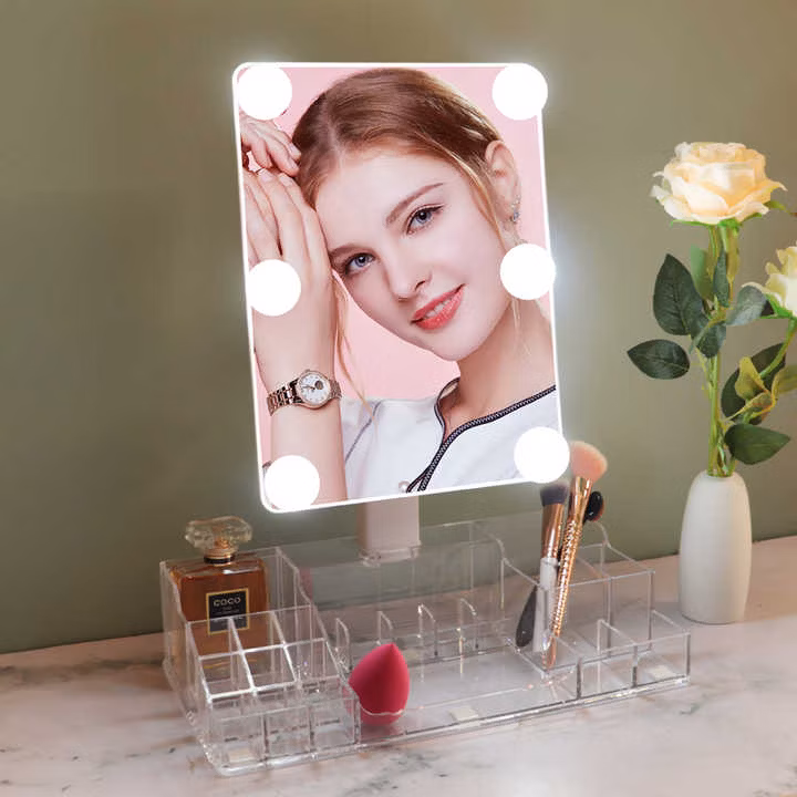 Personalized USB Rechargeable Rotatable LED Makeup Hollywood Mirror