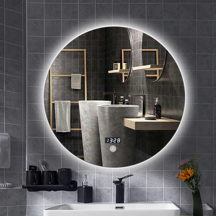 Smart LED Mirror Metal Frame Circle Mounted Bathroom Mirrors