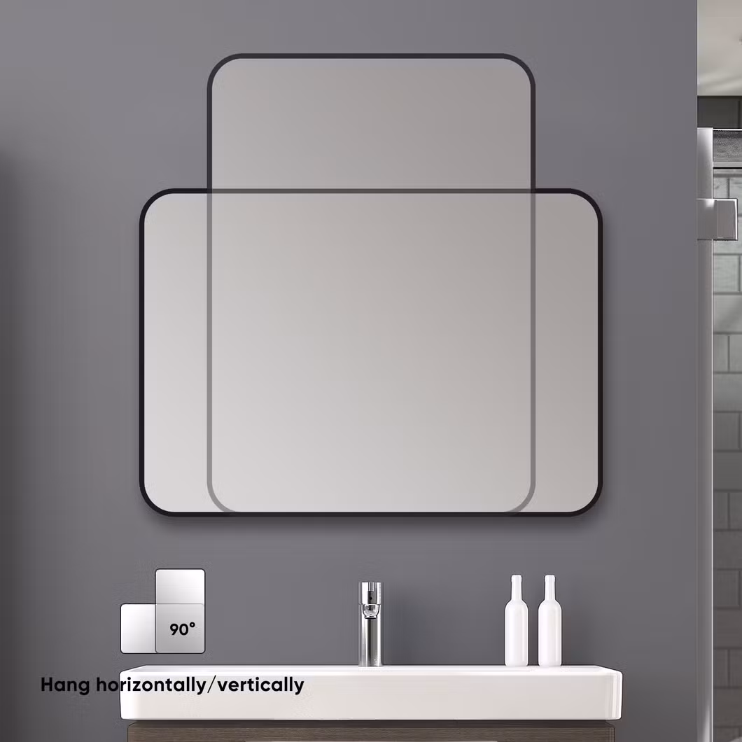 OEM Bathroom Furniture Black Aluminium Framed LED Mirror Backlit Light