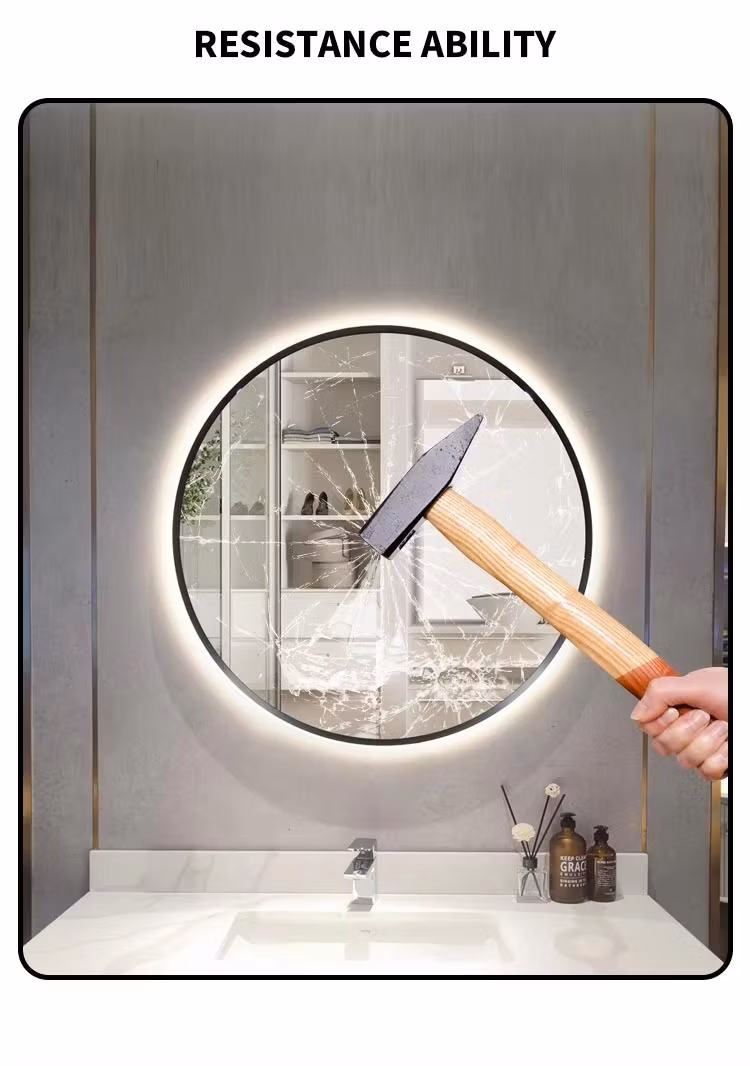 Wall Mounted Bathroom Mirror with Shelves, Aluminum Alloy Vanity Mirror, Wall Decorative Mirror, Bathroom Bedroom