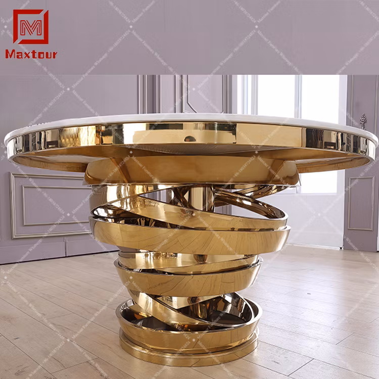 New Modern Stainless Steel Tornado Shape Table Base Dining Table