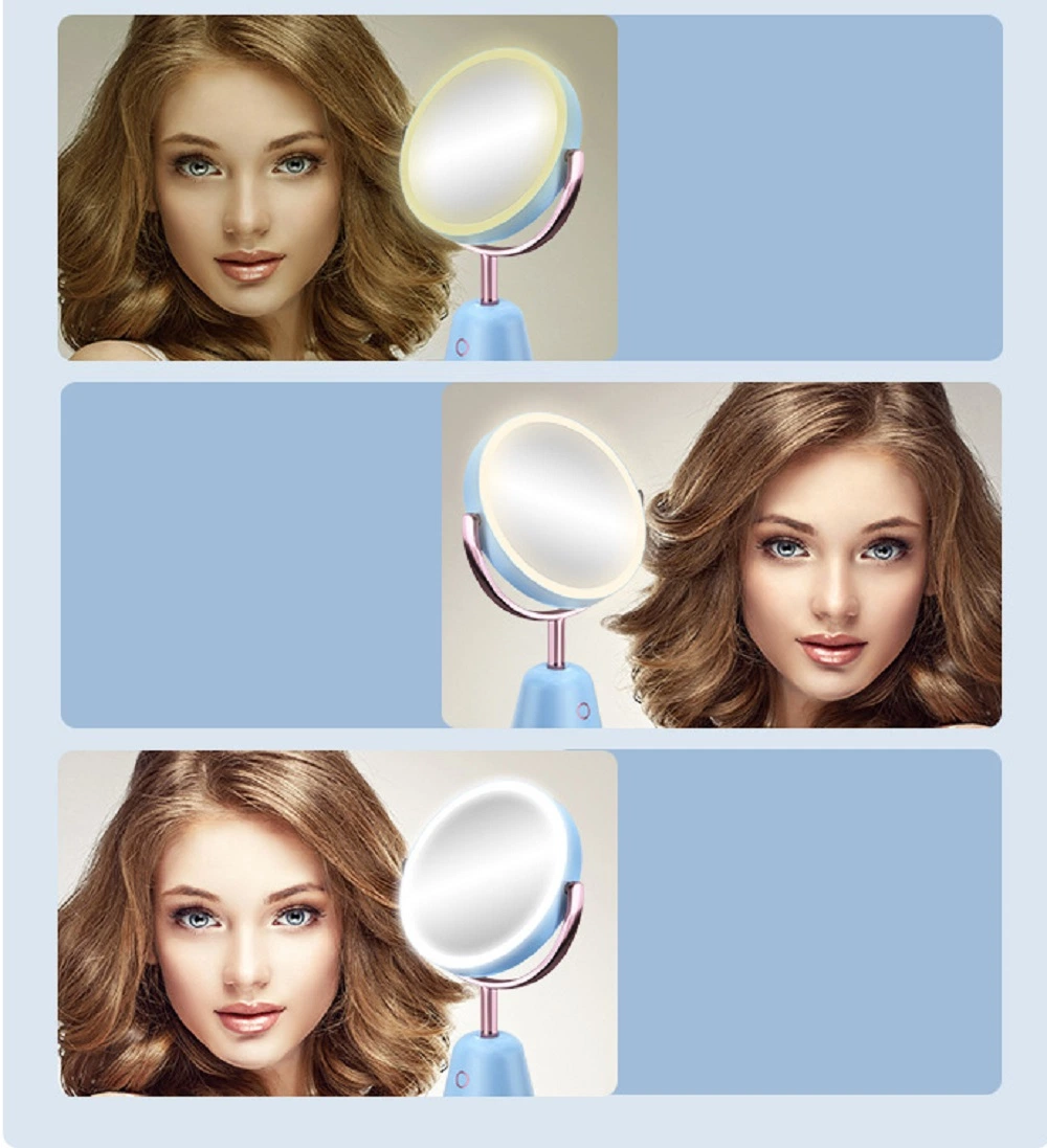 Make-up Mirror Compact Double-Sided LED Cosmetic Tabletop Light Foldaway Vanity Wbb17684