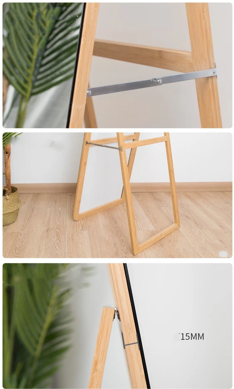 Foldable Shrink Fitting Wood Mirror Clothing Store Floor Mirror Full Body Mirror