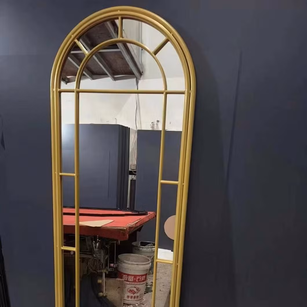 Vintage Arch Wrought Iron Stand Large Antique Decoration Wall Mirror