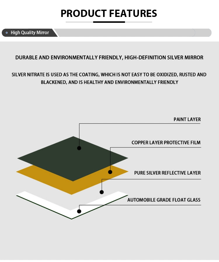 Jinghu Large Size Frameless Wall Mounted Round Aluminum Silver Beveled Mirror