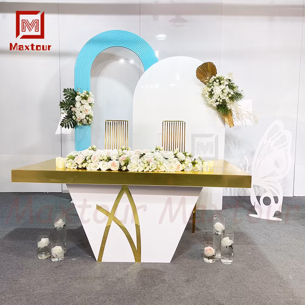 Luxury Style Special Design Reception Table Gold PVC Table for Party Event