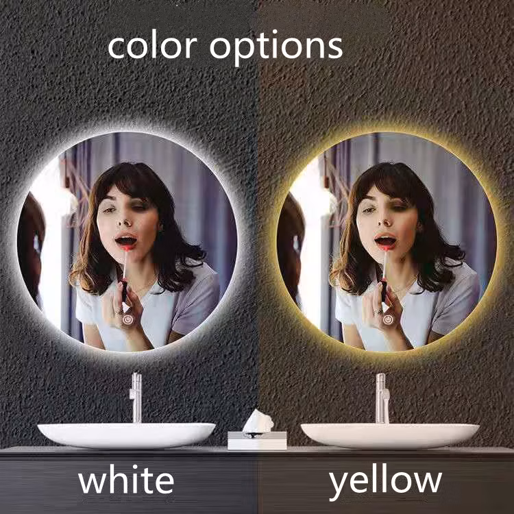 Round Simple LED Frameless Makeup Bathroom Styling Triangle Lamp Wall Mirror