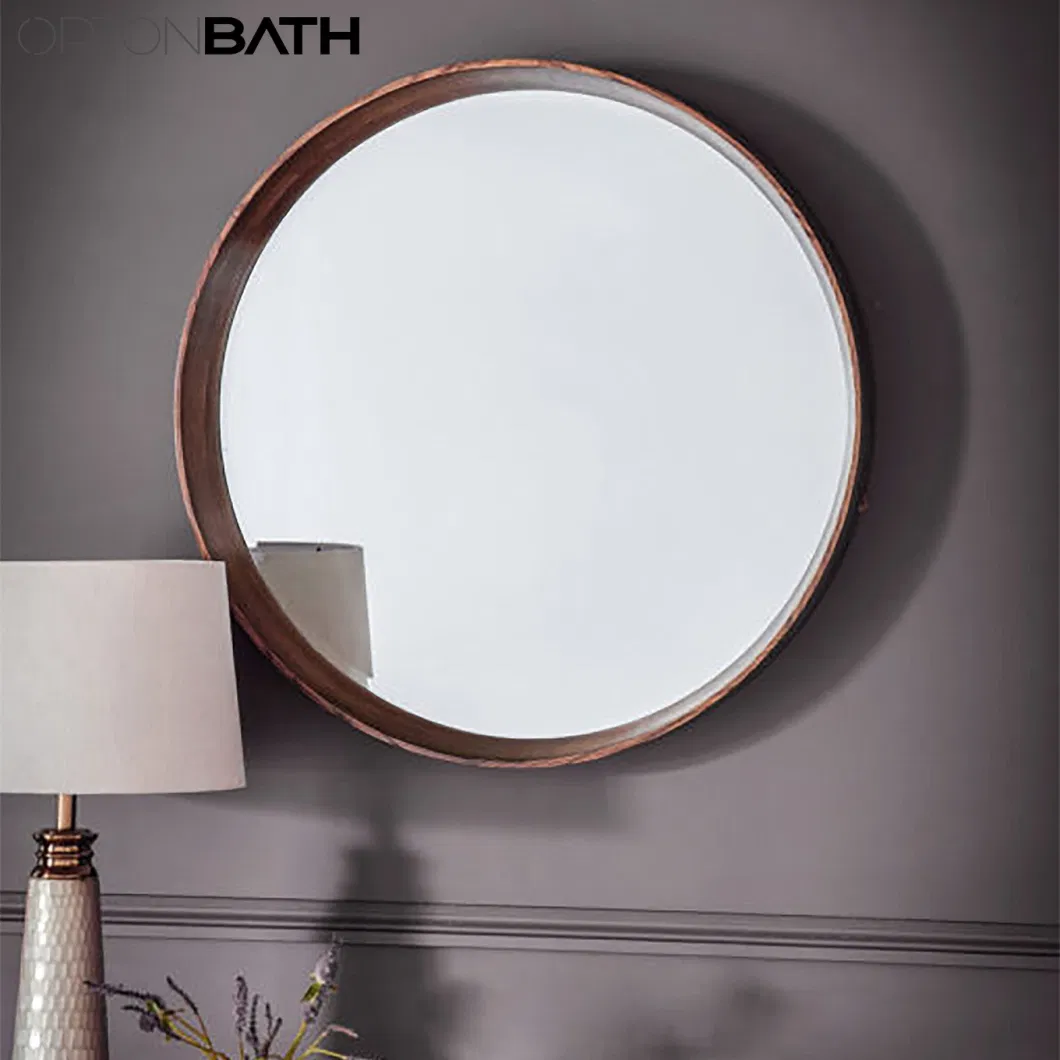 Ortonbath Round Mirrors 24inch Wall Mirrors Decorative Wood Frame Modern Mirrors for Bathroom Entryways Living Rooms and More. (Natural Wood)