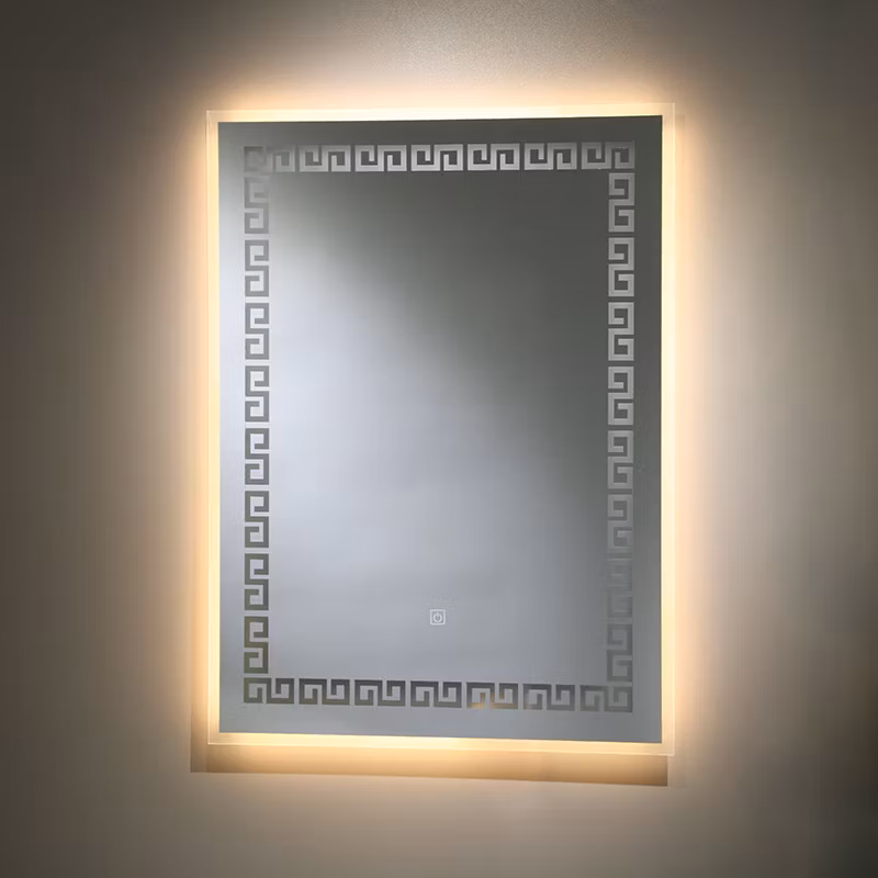 Rectangular Frosted Edge Backlit Touch Switch LED Bathroom Smart Mirror with Lights