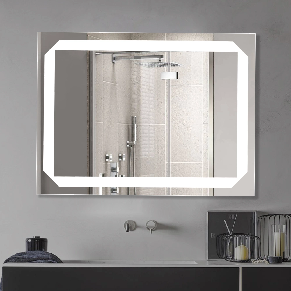 Wall Mounted Decorative LED Lighted Single Frameless Bathroom Mirror