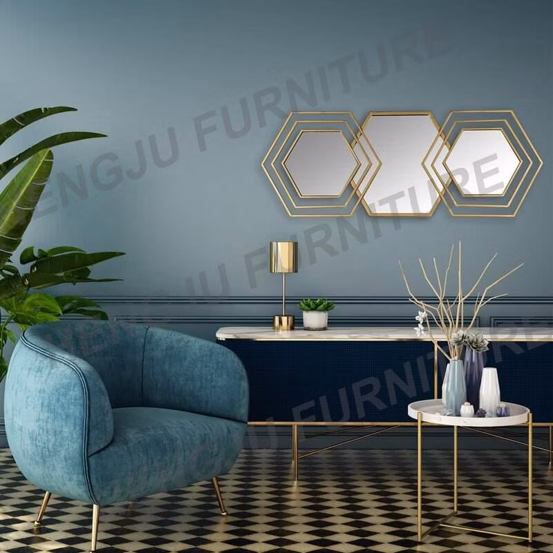 Modern Custom Hotel Golden Decorative Stainless Steel Round Brushed Wall Bathroom Mirror