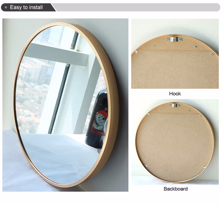 New Design 24 in X 24 in Satin Golden Round Aluminum Alloy Framed Bathroom Vanity Mirror