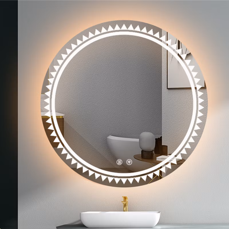 LED Smart Bathroom Mirror Cabinet Solid Wood Bathroom Toilet Wall Hanging Mirror