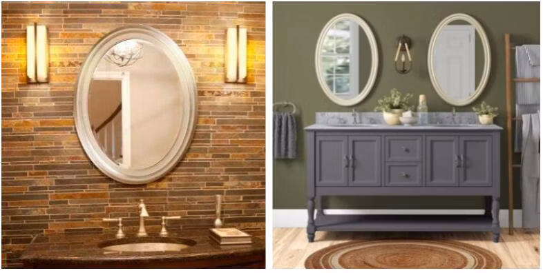 Decorative Vintage Home Decoration Oval Wall Mirror with PS Frame for Bedroom Dining Room