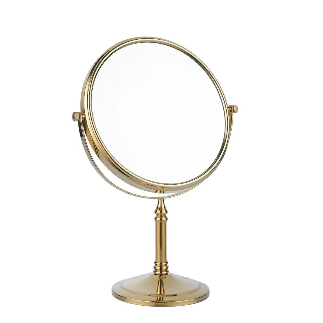 Double Side Tabletop Rotation Modern Brass Desktop Cosmetic Makeup Mirror