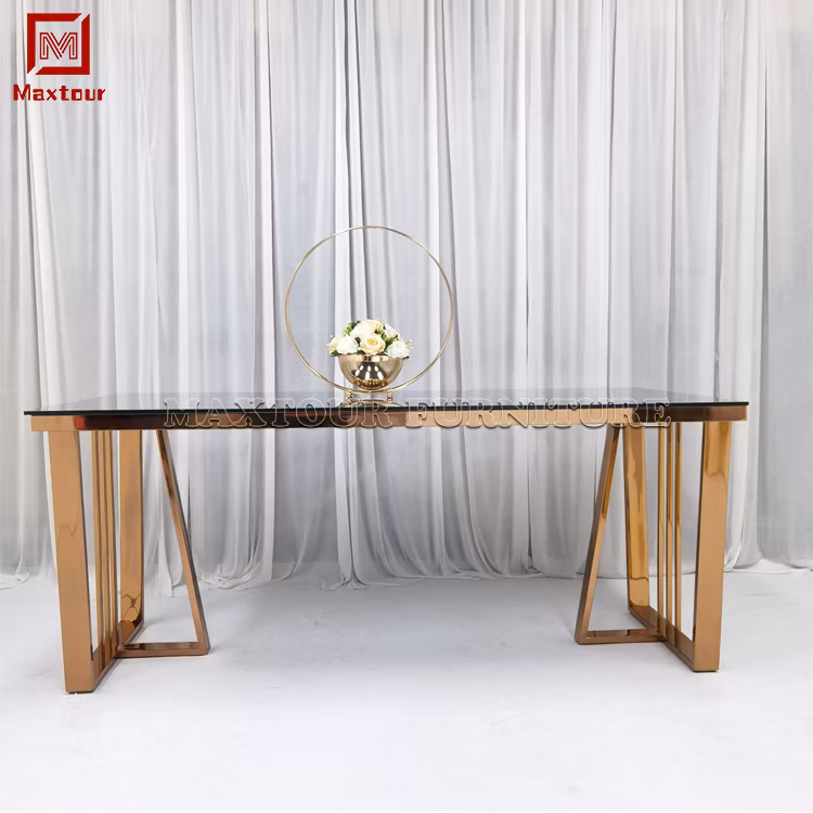 Luxury Dining Furniture Marble or Glass Top Rose Gold Dining Table Modern