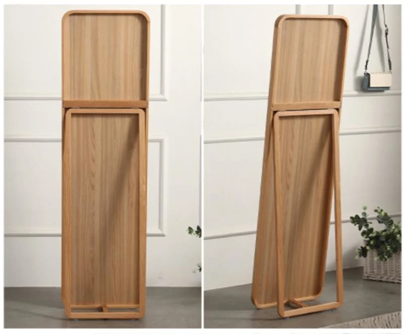 Nordic Solid Wood Dressing Ins Wind Small Apartment with Lamp Full Body Floor Wall Hanging Bedroom Wall-Mounted Fitting Mirror 0033