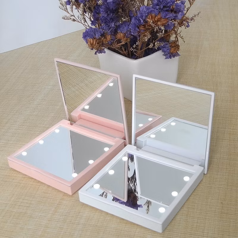 Mini Cute Black LED Light Portable Hand Held Cosmetic Makeup Mirror