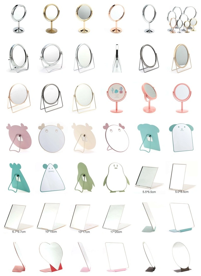 Tabletop LED Round Folding Magnifying Plastic Cosmetic Mirror