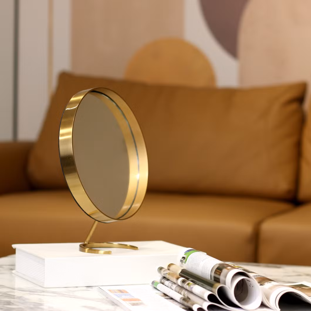 Luxury Modern Metal Round Table Dressing Room Small Cloakroom Mirror Makeup Mirror