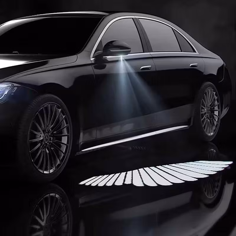 Wholesale Auto Decorative Light Car Laser Spot Projection Lamp Rearview Mirror Angel Wings HD Car Welcome Lights