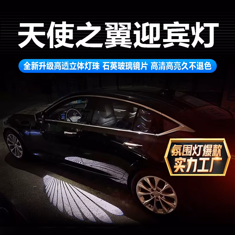 Wholesale Auto Decorative Light Car Laser Spot Projection Lamp Rearview Mirror Angel Wings HD Car Welcome Lights