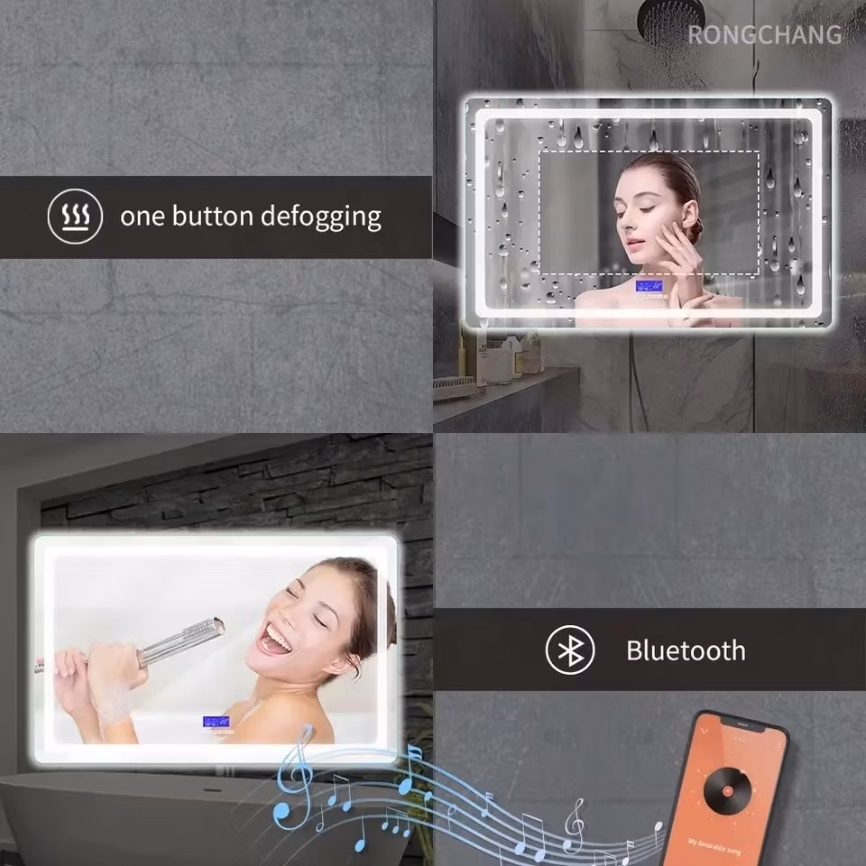 Modern Rectangular Smart LED Bathroom Mirror Hotel Anti-Fog Touch Switch Waterproof Backlit Illuminated for Decorative Use