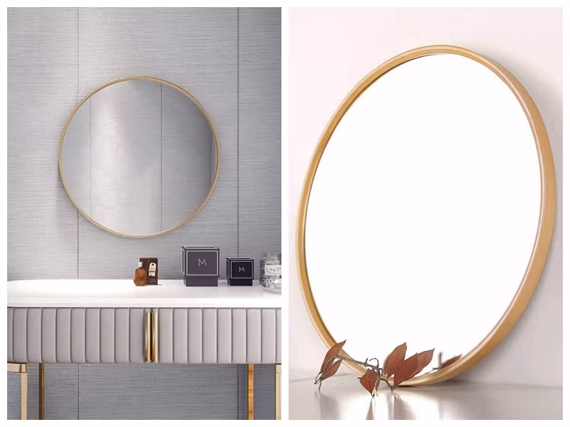 Wall Mounted Round Mirror Modern Decorative Framed Mirror Black Golden Color for Home Decor