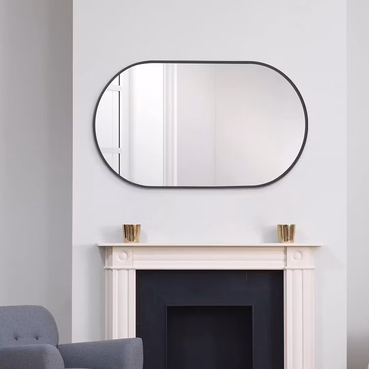 Factory Wholesale Custom Round Arch Oval Track Rectangle Decoration Metal Framed Mirror
