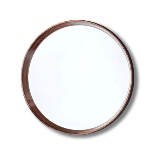 Ortonbath Round Mirrors 24inch Wall Mirrors Decorative Wood Frame Modern Mirrors for Bathroom Entryways Living Rooms and More. (Natural Wood)