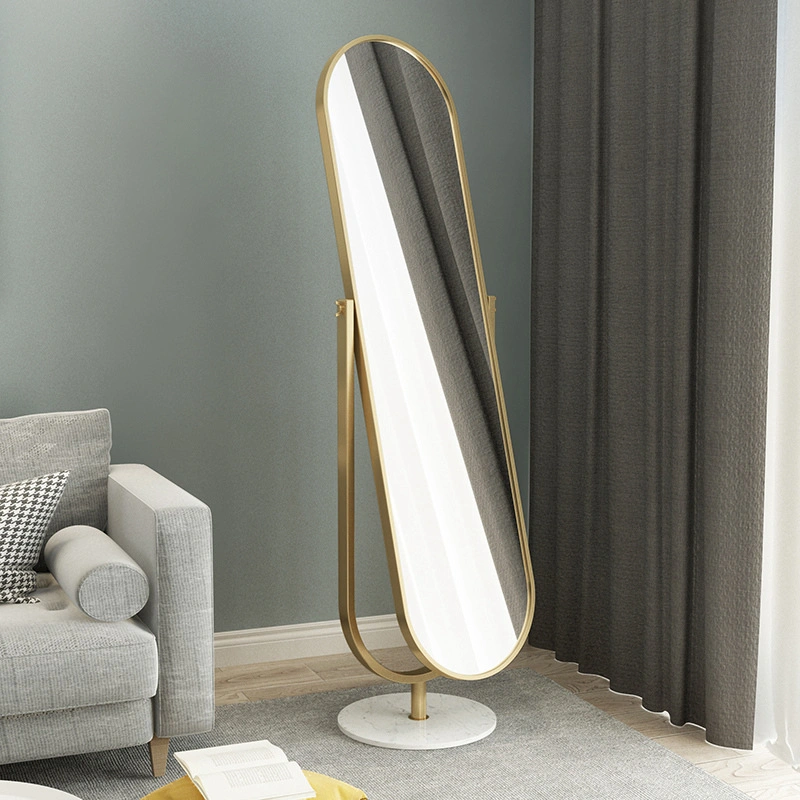 Nordic Iron Dressing Mirror Bedroom Home Fitting Mirror Small Light Luxury Simple Full-Length Mirror Dressing Mirror Floor Mirror