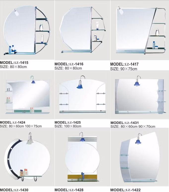 Fashion High Quality Light Bathroom Mirror with Double Shelf