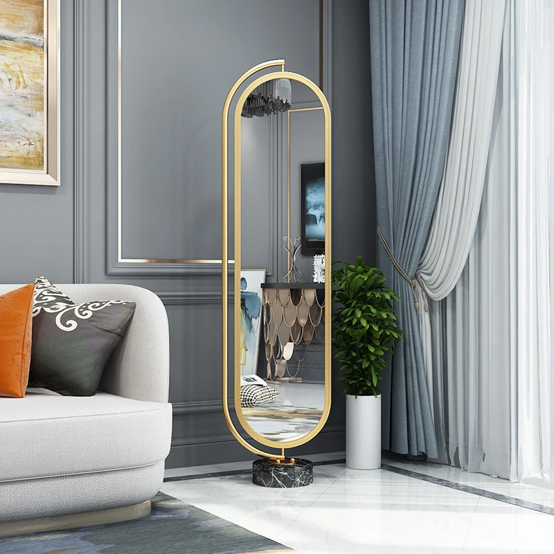 Nordic Light Luxury Full-Body Floor-to-Ceiling Mirror Home Simple Bedroom Girl Fitting Dressing Mirror Clothing Store Wrought Iron Dressing Mirror