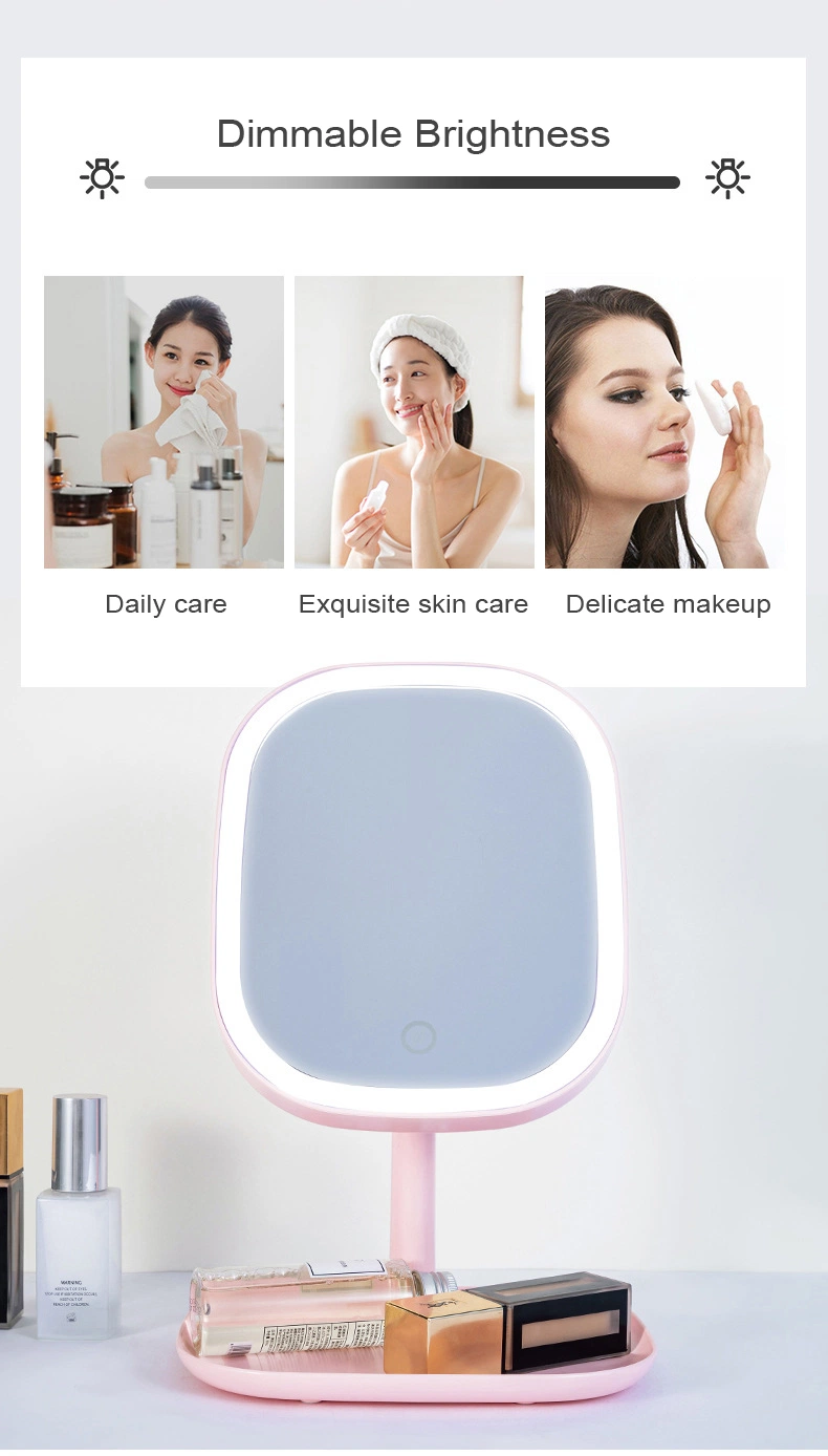 Three Color Temperature LED Cosmetic Mirror Illuminated Lighted Makeup Vanity Mirror with Touch Dimmble Switch