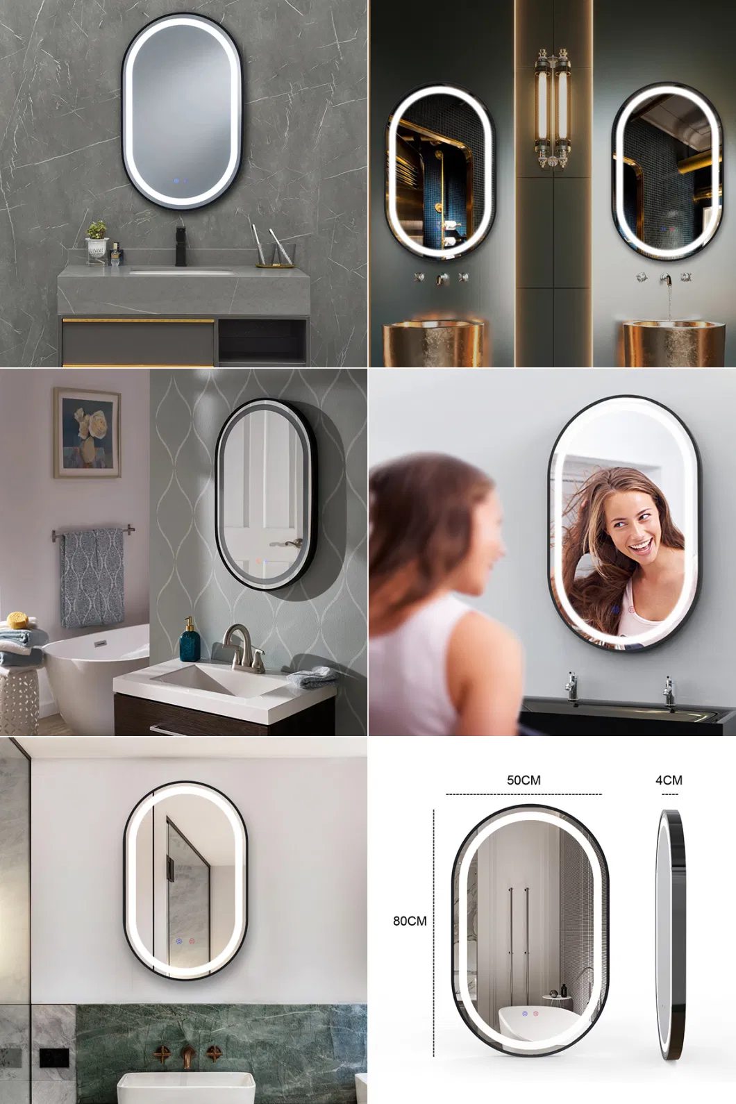 Wholesale Run Away Shape Aluminum Frame Smart Styling Wall Front LED Light Glass Mirror Home Furniture Decoration Bathroom Mirrors Makeup Espejos with Defogger