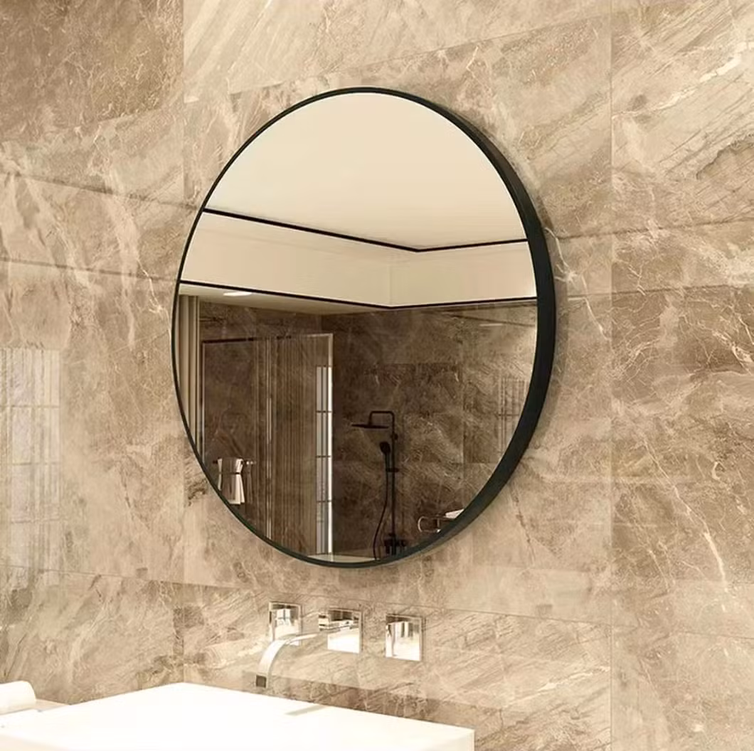 Square Rectangular Aluminium Black Golden Framed Bathroom Mirror