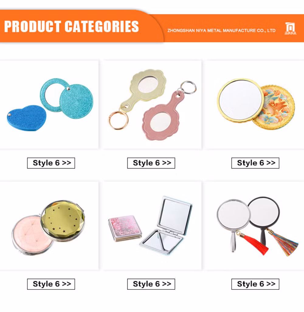 Metal Round Double Sided Custom Cosmetic Compact Mini Mirrors Portable Small Hand Golden Design Make up Makeup Mirror