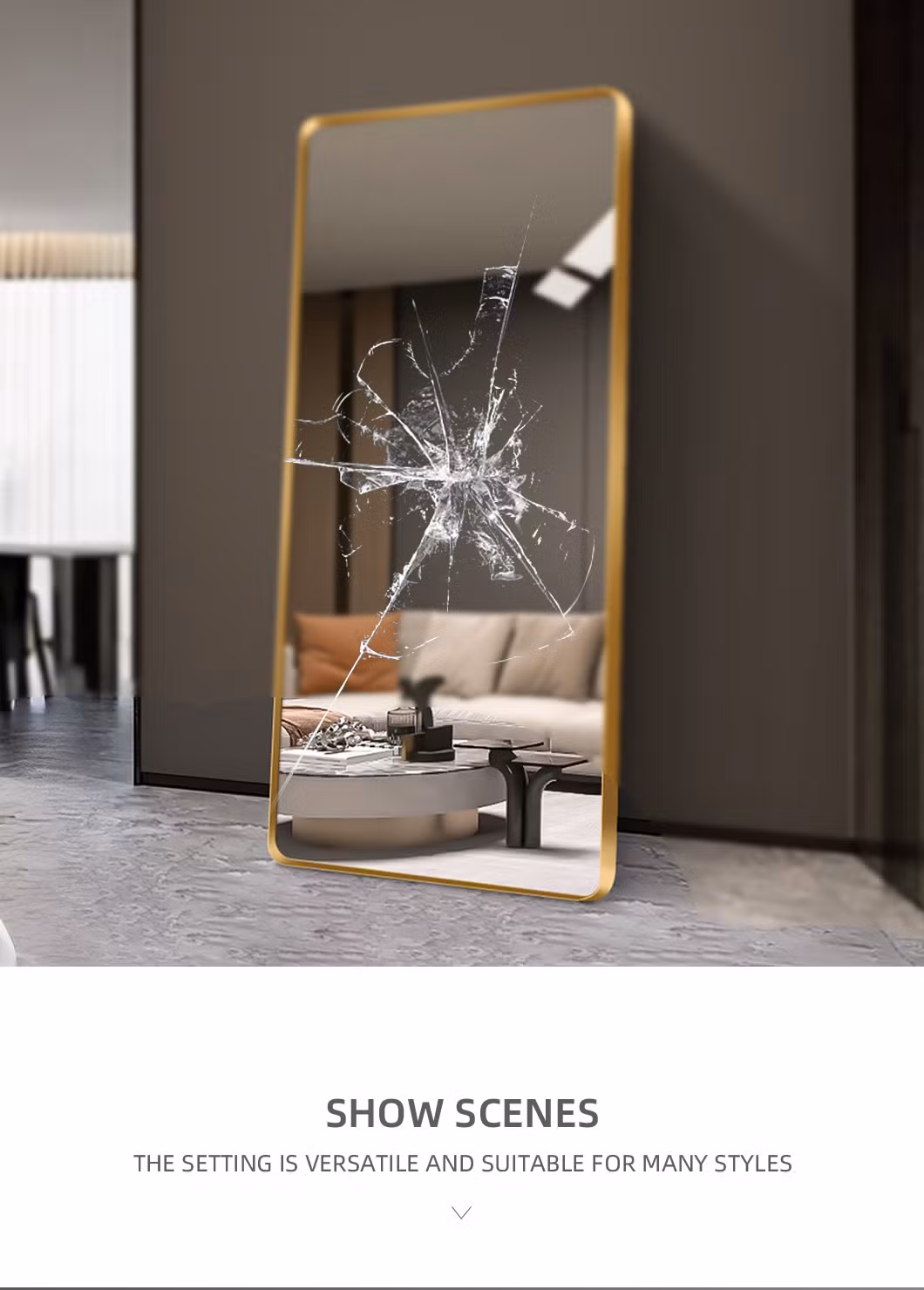 High-Definition Fashion Home Furniture Full-Length 5mm Aluminum Alloy Frame Wall Clothing Dressing Mirror Without Copper Decoration