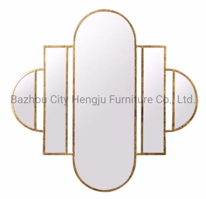 Modern Custom Hotel Golden Decorative Stainless Steel Round Brushed Wall Bathroom Mirror