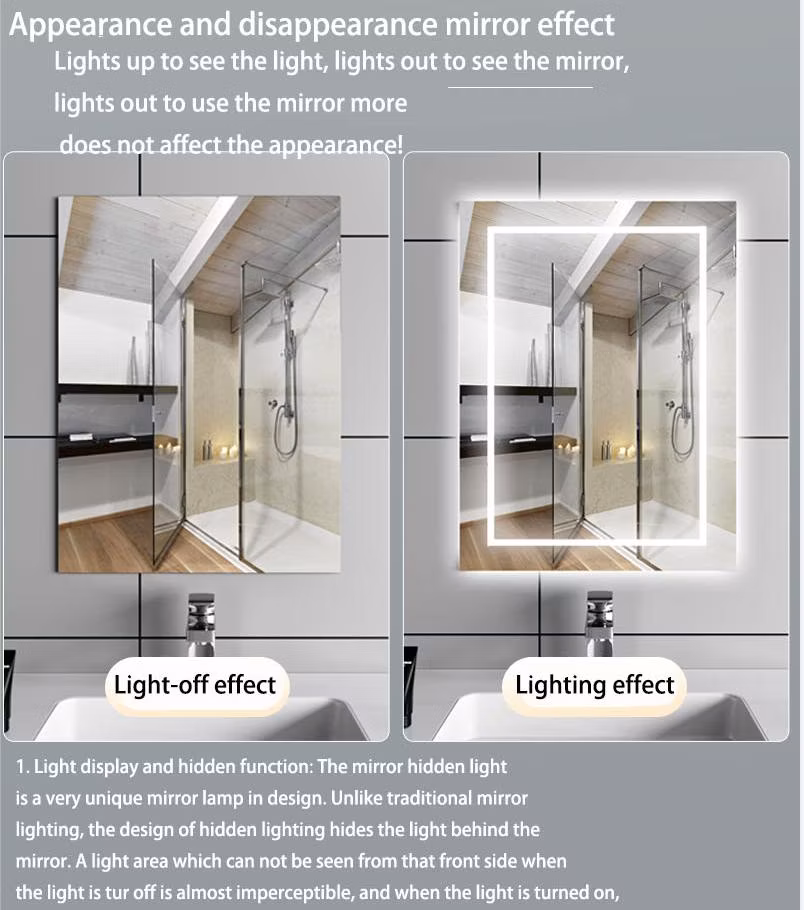 Hotel Anti Fog Hanging Wall Bath Mirror Touch Screen Backlit LED Mirror Bathroom with LED Light