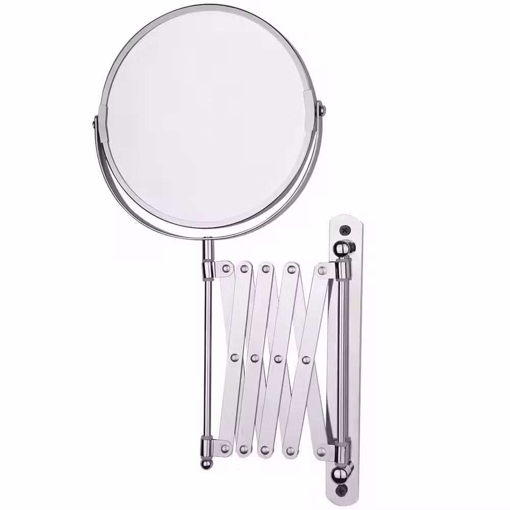 High Quality Double Sides Round Metal Bathroom Shaving Magnifying Makeup Extendable Mirror