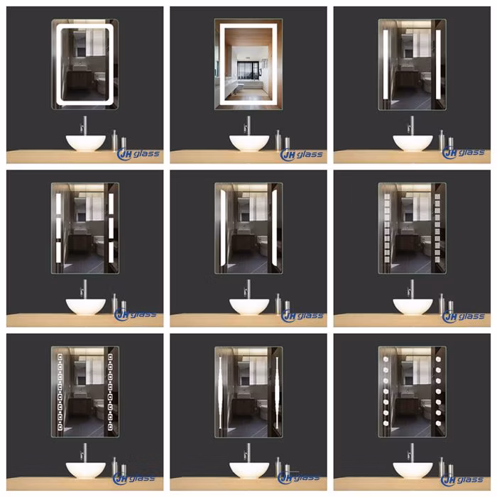 Wall Mounted 4mm Aluminum Mirror Bathroom Mirror with Shelf