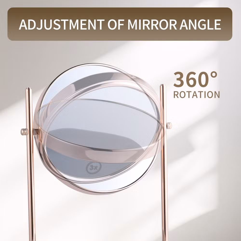 Round Table Desktop Metal Vanity Mirror Gold Black Home Decor Makeup Mirror