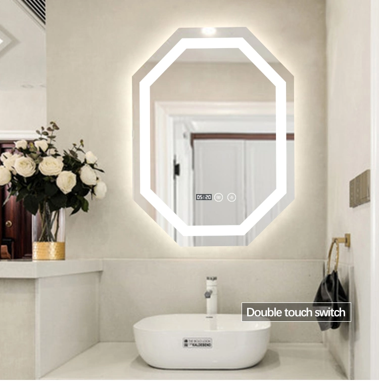 Irregular Illuminated Waterproof LED Wall Light Sensor Touch Screen Bathroom Frameless Mirror