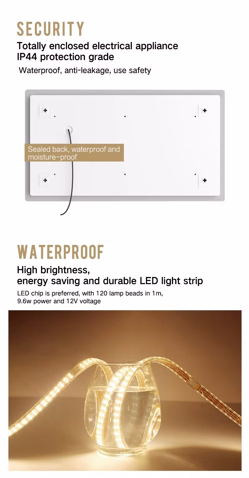 Energy Saving Bathroom Wall Mounted Makeup Light Mirror Smart Hotel Illuminated LED Mirror
