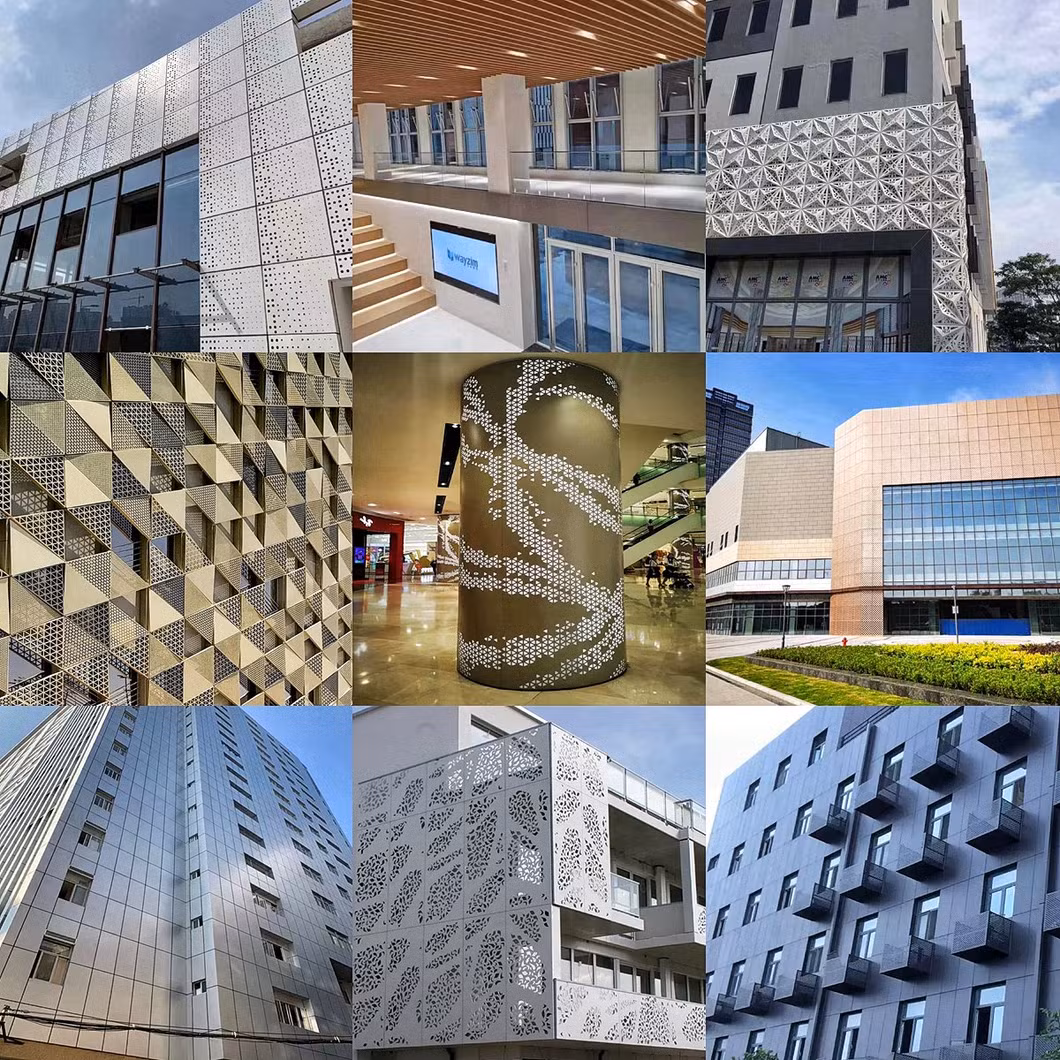 Aluminum Building Material Facade Wood Wall Cladding Customized Veneer with Different Special Shape Curtain Wall Panel